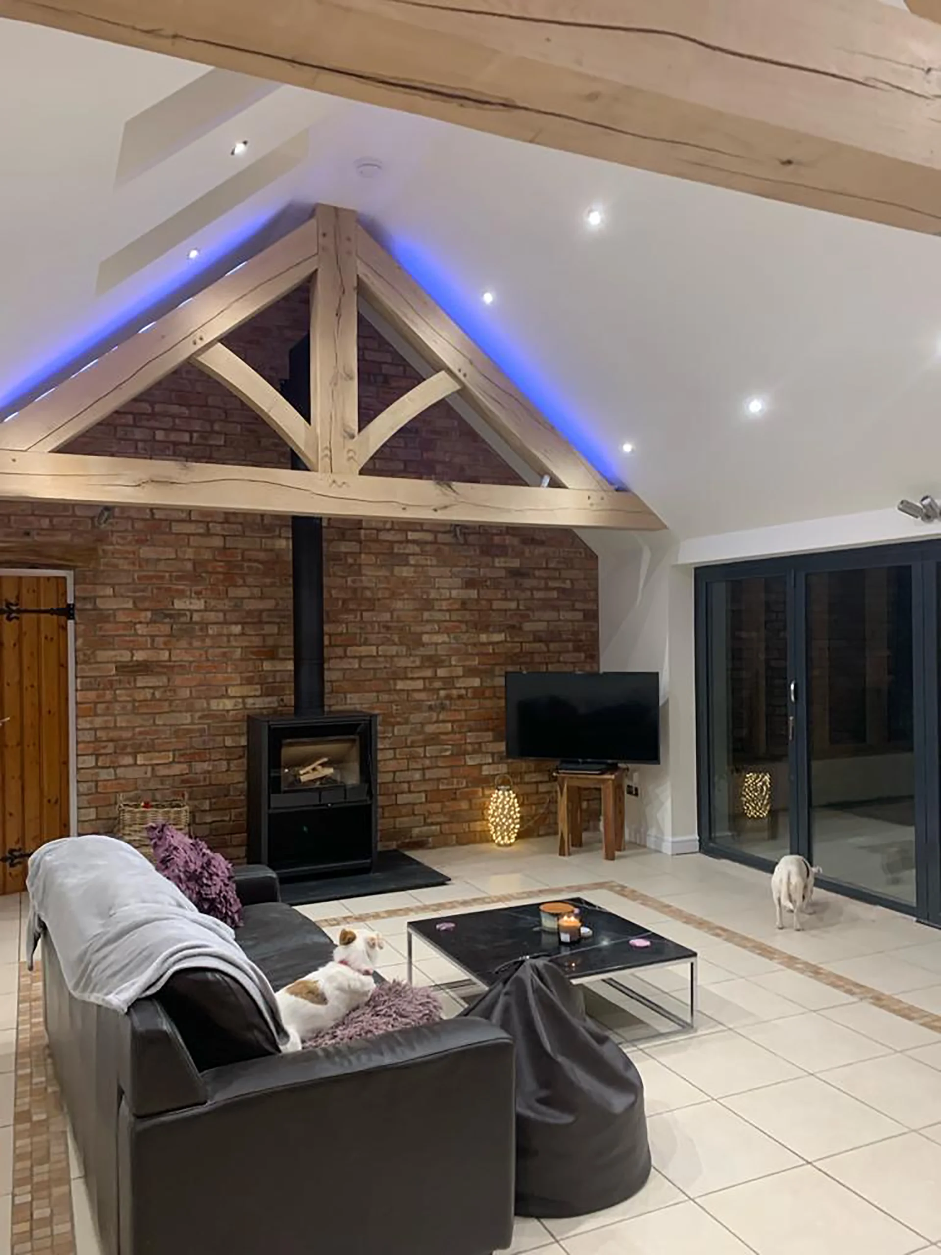 Cosy lounge area in the oak framed extension project